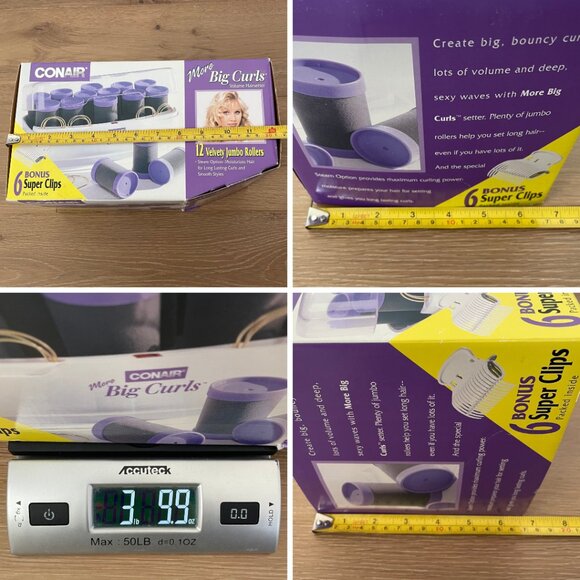 Vintage Conair More Big Curls Volume Hairsetter 1998 Jumbo Rollers 1 ½” CHV12N - Picture 10 of 10